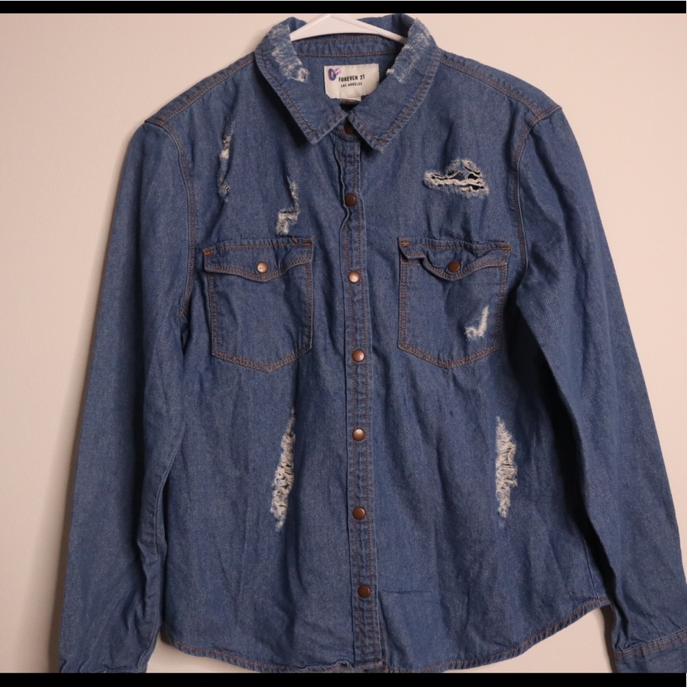 Women Jean Flannel With Rips - Picture 9 of 9